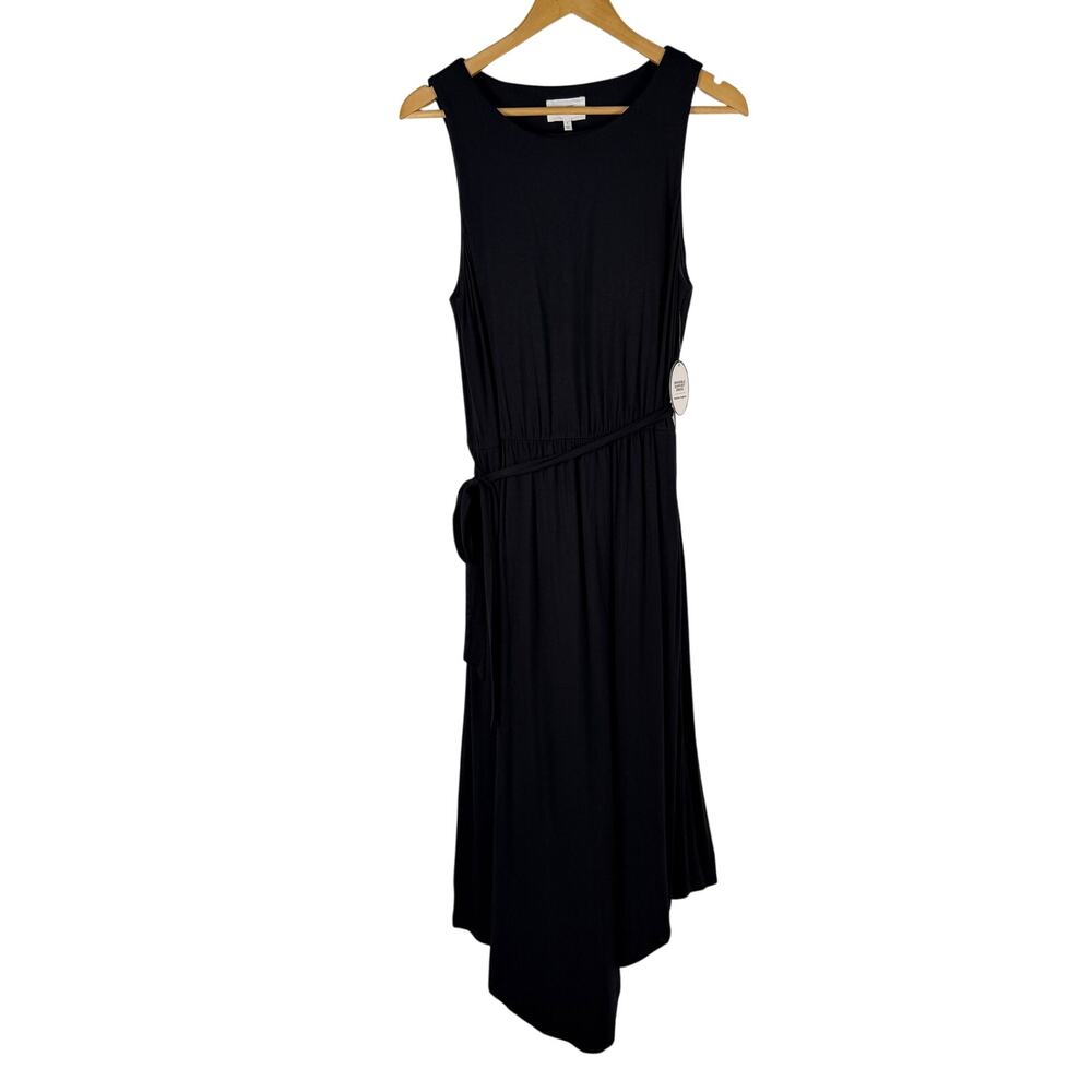 Soma Black Soft Jersey Handkerchief Midi Bra Dress Women's Large Stretch Casual